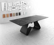 DELIFE Eetkamertafel Edge 180-220x90 keramiek Laminam®Nero Greco grijs...