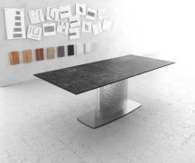 DELIFE Eetkamertafel Edge 180-220x90 keramiek Laminam®Nero Greco grijs...
