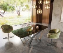 DELIFE Eetkamertafel Edge Boot 200x100 Glas smelten rokerig zwart 3D-R...