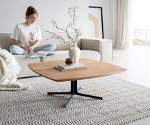 DELIFE Salontafel Talita 90x90 cm iep natuur metaal effect afwerking t...