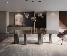 DELIFE Eetkamertafel Edge 300x100 Laminam® Emperador Extra Lucidato do...