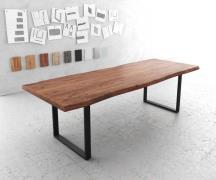 DELIFE Eettafel Edge 260x100 XL acacia bruin metaal zwart Live-Edge