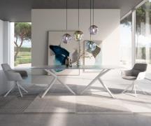 DELIFE Eettafel Edge Boot 240x120 Reliefglas Perlmutt 3D-Design Estela...