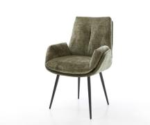 DELIFE Eetkamerstoel Clea-Flex chenille olijfgroen 4-poot conisch zwar...