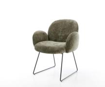 DELIFE Eetkamerstoel Nube-Flex met armleuning chenille olijfgroen slip...