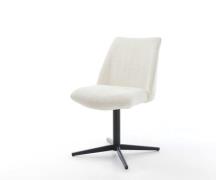 DELIFE Draaistoel Elso-Flex bouclé wit kruispoot zwart 360° draaibaar ...