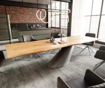 DELIFE Eettafel Edge 300x100x4 eiken natuur Cono metaal zilver Live-Ed...