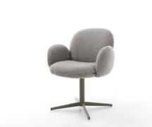 DELIFE Draaistoel Nube-Flex met armleuning bouclé zilver grijs kruispo...