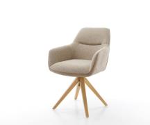 DELIFE Draaistoel Pejo-Flex materiaalmix mud houten frame hoekig wit 1...