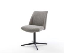 DELIFE Draaistoel Elso-Flex bouclé zilver grijs kruispoot zwart 360° d...