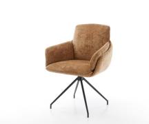 DELIFE Draaistoel Luan-Flex met armleuning chenille Roest kruisframe c...