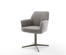 DELIFE Draaistoel Xana-Flex met armleuning bouclé zilver grijs kruispo...