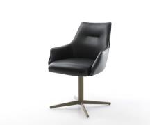 DELIFE Draaistoel Alja-Flex met armleuning echt leer zwart kruispoot a...