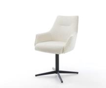 DELIFE Draaistoel Alja-Flex met armleuning bouclé wit kruispoot zwart ...