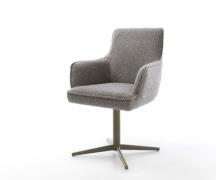 DELIFE Draaistoel Heira-Flex met armleuning bouclé zilver grijs kruisp...