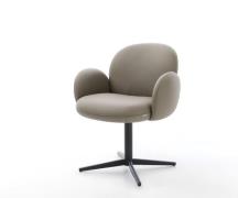 DELIFE Draaistoel Nube-Flex met armleuning echt leer mud kruispoot zwa...