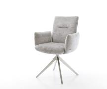 DELIFE Draaistoel Jova-Flex met armleuning chenille zilver grijs kruis...