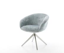 DELIFE Draaistoel Vinka-Flex met armleuning chenille pastelblauw kruis...