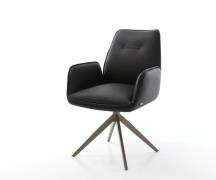 DELIFE Draaistoel Zoa-Flex echt leer zwart kruisframe breed afwerking ...