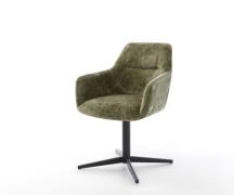DELIFE Draaistoel Pejo-Flex chenille olijfgroen kruispoot zwart 360° d...