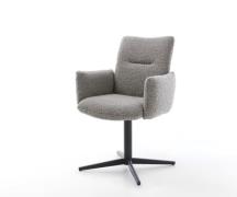 DELIFE Draaistoel Jova-Flex met armleuning bouclé zilver grijs kruispo...