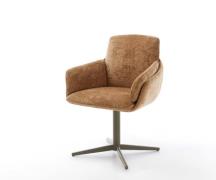 DELIFE Draaistoel Luan-Flex met armleuning chenille Roest kruispoot af...