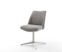 DELIFE Draaistoel Elso-Flex bouclé zilver grijs kruispoot roestvrij st...