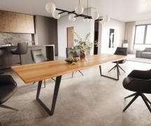 DELIFE Eettafel Edge 300x100x4 eiken natuur metaal schuin zwart Live-E...