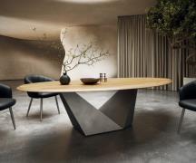 DELIFE Eettafel Edge Oval 280x130x2,5 eiken natuur Prisma metaal zilve...