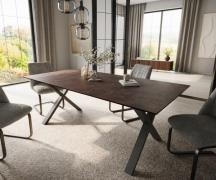 DELIFE Eettafel Edge 200x100 glas antiek bruin X-frame metaal zwart