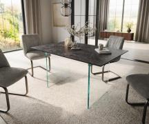 DELIFE Eettafel Edge 140x90 Keramiek Laminam® Nero Greco Antraciet Gla...