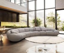 DELIFE Bigsofa Lunna 470x210 cm Zachte grijze stof met structuur 3 kus...