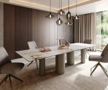 DELIFE Eetkamertafel Edge 300x100 keramiek Minas Melange wit-Beige Pil...