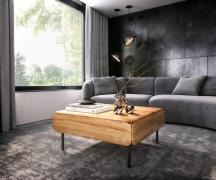 DELIFE Salontafel Shavani 90x90 cm natuur acacia 2 klepdeuren metaal z...