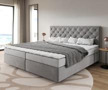DELIFE Boxspringbed Dream-Great microvezel grijs 200x200 cm Bonell mat...