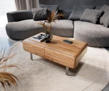 DELIFE Salontafel Anaya 100x50 cm natuur acacia 2 laden L-poot roestvr...