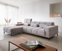 DELIFE Tv-meubel Ordino 285x200 Cord zilvergrijs Ottoman links elektri...