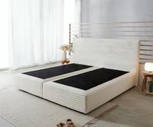 DELIFE Boxspringbed Dream-Well pluche corduroy beige 200x200 cm