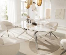 DELIFE Eetkamertafel Edge ovaal 220x120 keramiek Minas Melange wit-Bei...