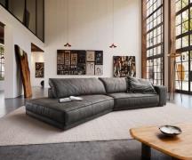 DELIFE Big-sofa Snoosh 400x150 cm microvezel zwart vintage recamiere l...