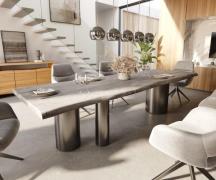 DELIFE Eetkamertafel Edge 300x100 XL acacia platina Troa roestvrij sta...