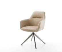 DELIFE Draaistoel Pejo-Flex microvelours beige vintage kruisframe bree...