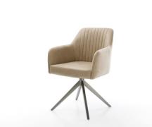 DELIFE Draaistoel Greg-Flex microvelours beige vintage kruisframe bree...
