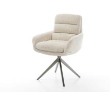 DELIFE Draaistoel Abelia-Flex met armleuning koord beige kruisframe br...