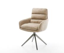 DELIFE Draaistoel Abelia-Flex met armleuning microvelours beige vintag...