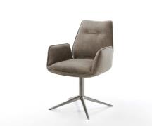 DELIFE Draaistoel Zoa-Flex microvelours taupe vintage kruispoot grafie...