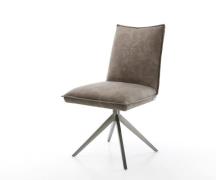 DELIFE Draaistoel Lelio-Flex microvelours taupe vintage kruisframe bre...
