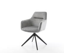 DELIFE Draaistoel Pejo-Flex fluweel grijs kruisframe breed zwart 360° ...