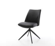 DELIFE Draaistoel Elso-Flex echt leer zwart kruisframe breed zwart 360...