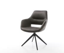 DELIFE Draaistoel Yago-Flex met armleuning microvelours antraciet vint...